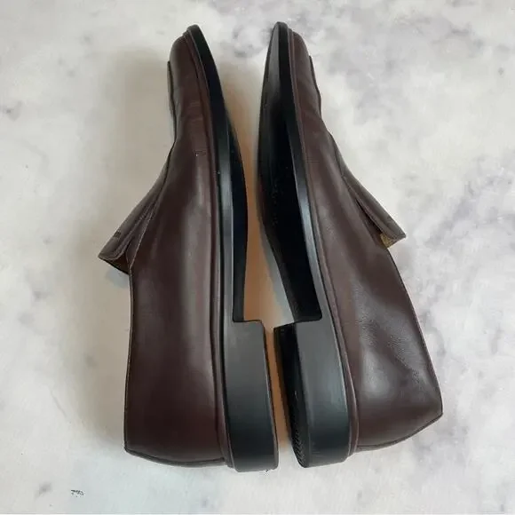 Bally Mens Caddo Brown Italian Leather Slip On Loafers Square Toe Sz 8E
